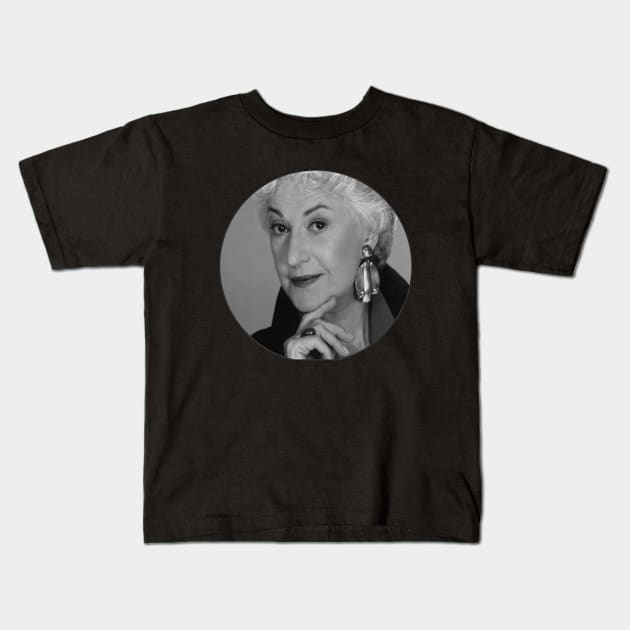 Bea Arthur Black and White portrait Kids T-Shirt by Kawaii_Tees